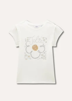Blukids T-shirt in puro cotone con rouches bambina- T-shirt