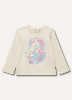 Blukids T-shirt in puro cotone con stampa neonata- T-shirt
