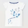 Blukids T-shirt in puro cotone con rouches bambina- T-shirt