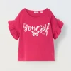 Blukids T-shirt in puro cotone con rouches ragazza- T-shirt