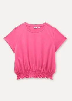 Blukids T-shirt in puro cotone con punto smock ragazza- T-shirt