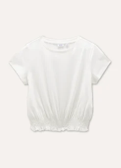 Blukids T-shirt in puro cotone con punto smock ragazza- T-shirt