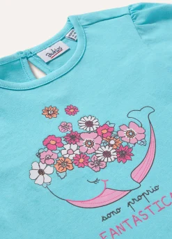 Blukids T-shirt in puro cotone con stampa neonata- T-shirt