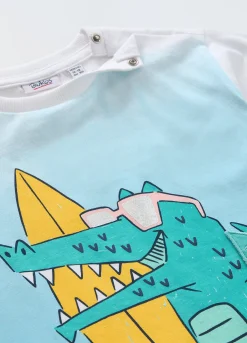 Blukids T-shirt in puro cotone con stampa e applicazioni neonato- T-shirt