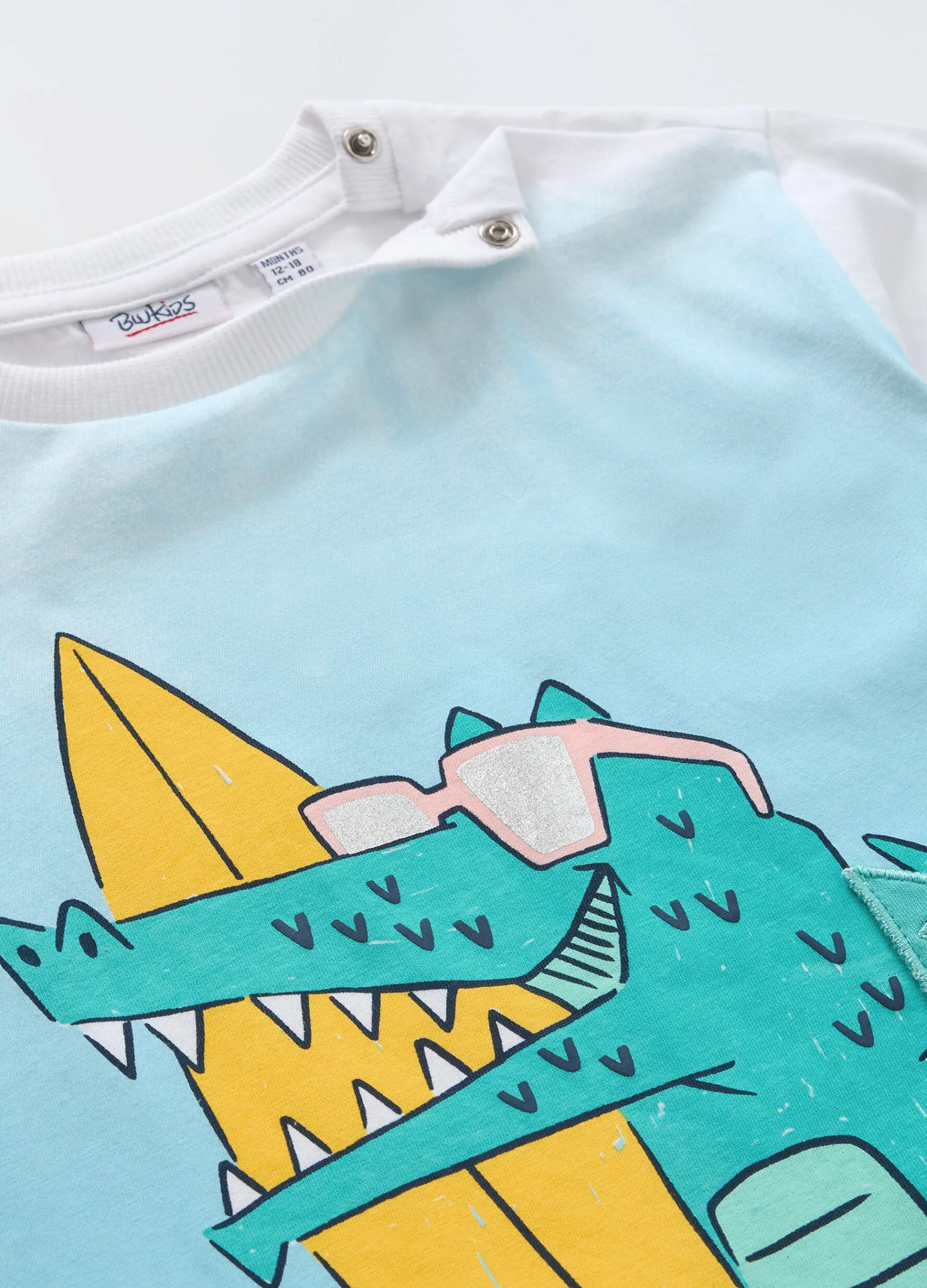 Blukids T-shirt in puro cotone con stampa e applicazioni neonato- T-shirt