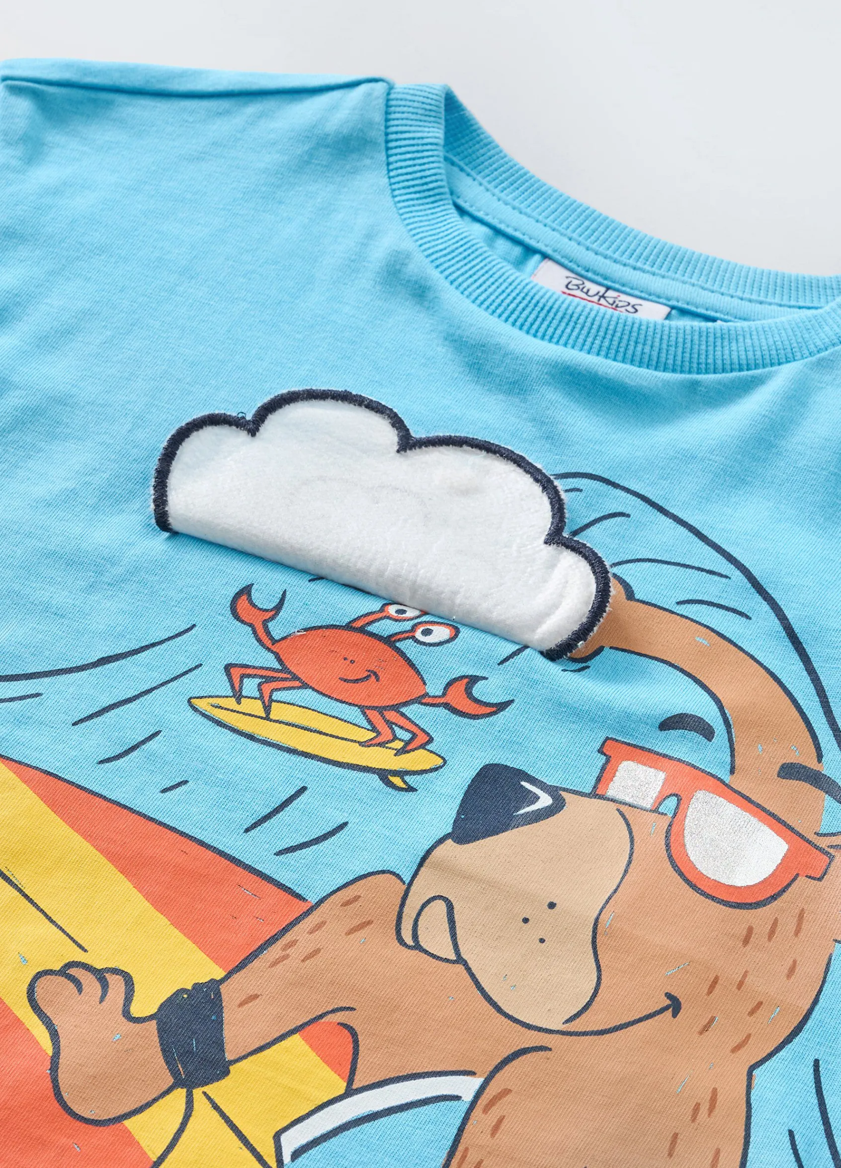 Blukids T-shirt in puro cotone con stampa e applicazioni neonato- T-shirt