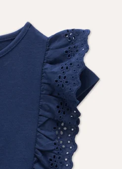 Blukids T-shirt in puro cotone con inserti sangallo bambina- T-shirt