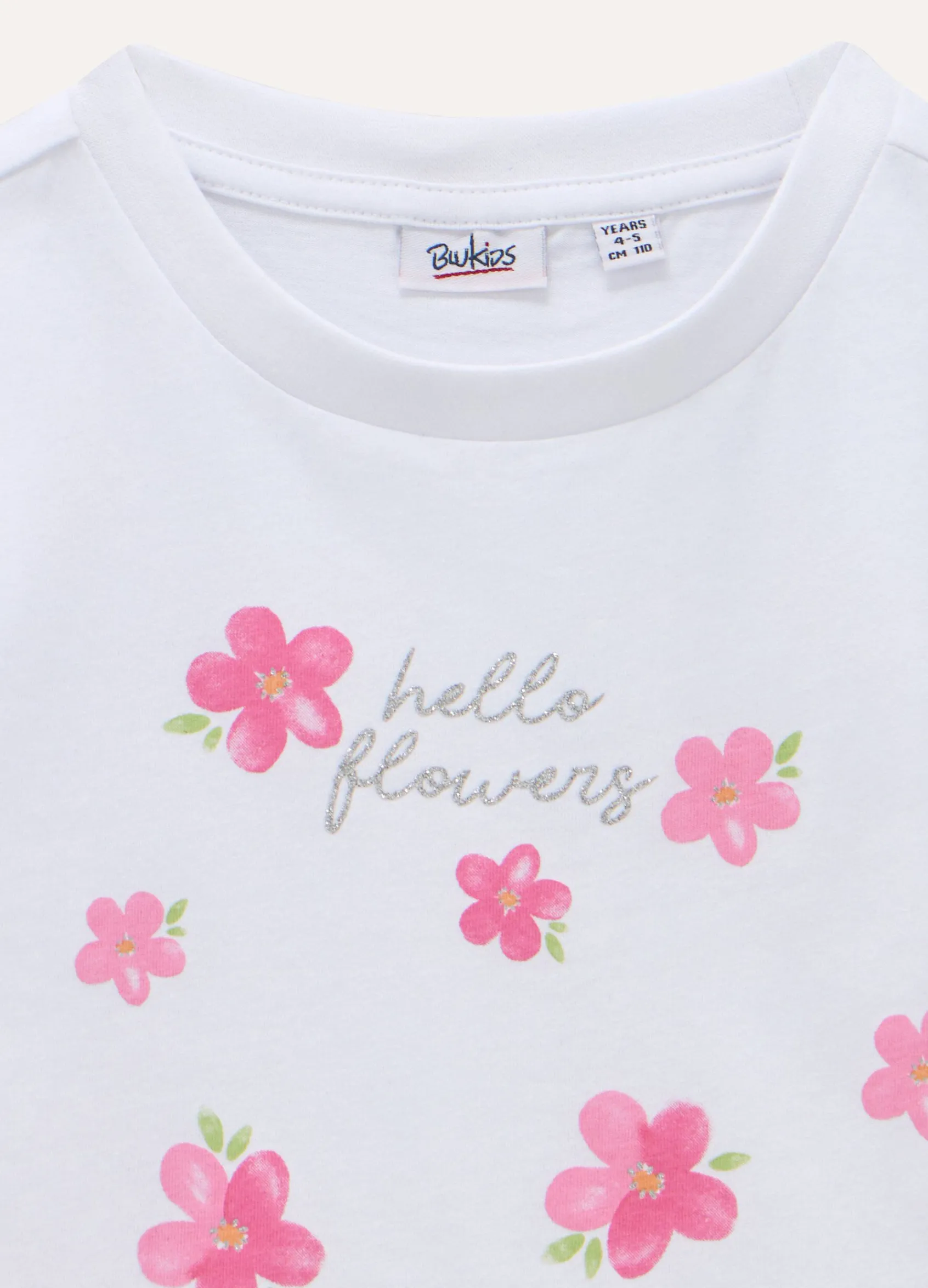 Blukids T-shirt in puro cotone con stampa e glitter bambina- T-shirt
