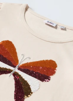 Blukids T-shirt in puro cotone con paillettes bambina- T-shirt