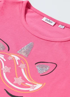 Blukids T-shirt in puro cotone con paillettes bambina- T-shirt