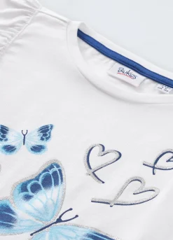 Blukids T-shirt in puro cotone con rouches bambina- T-shirt