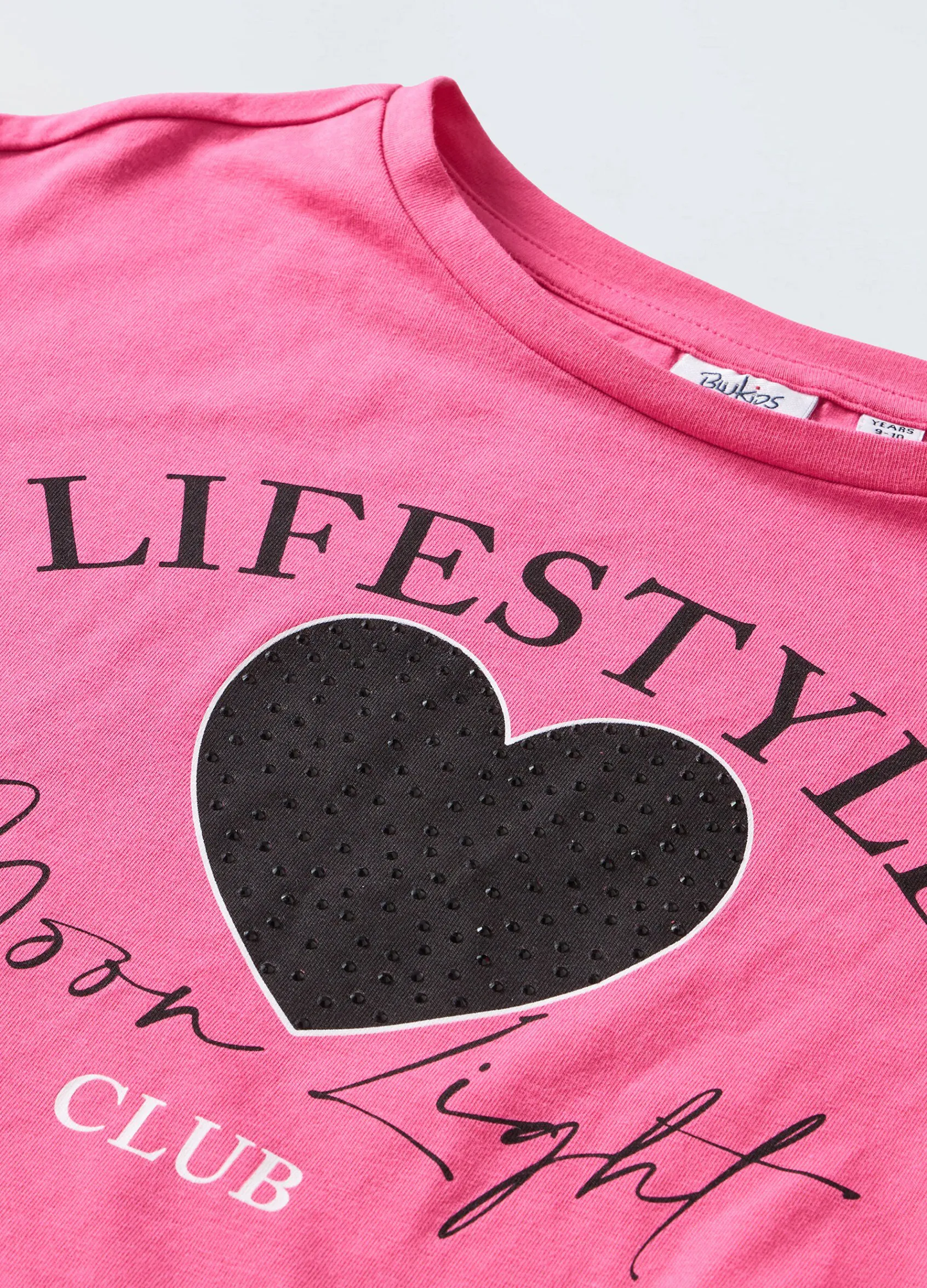 Blukids T-shirt in puro cotone con strass e nodo ragazza- T-shirt