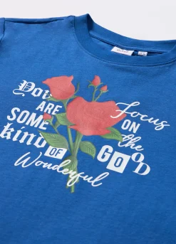 Blukids T-shirt in puro cotone con stampa ragazza- T-shirt