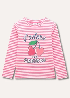 Blukids T-shirt rigata in puro cotone bambina- T-shirt