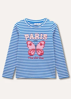 Blukids T-shirt rigata in puro cotone bambina- T-shirt