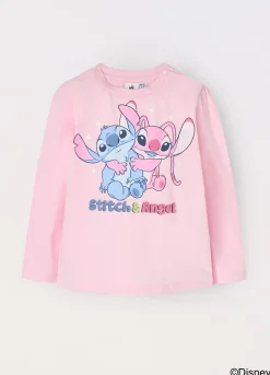 Blukids T-shirt Stitch & Angel in cotone stretch neonata- T-shirt