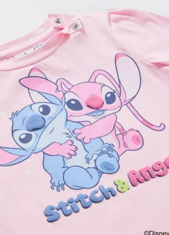 Blukids T-shirt Stitch & Angel in cotone stretch neonata- T-shirt