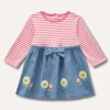 Blukids Vestitino in puro cotone con ricami neonata- Vestitini