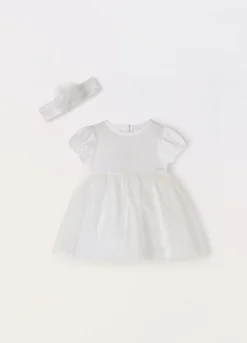Blukids Vestito + fascetta in jersey di cotone stretch neonata- Vestitini