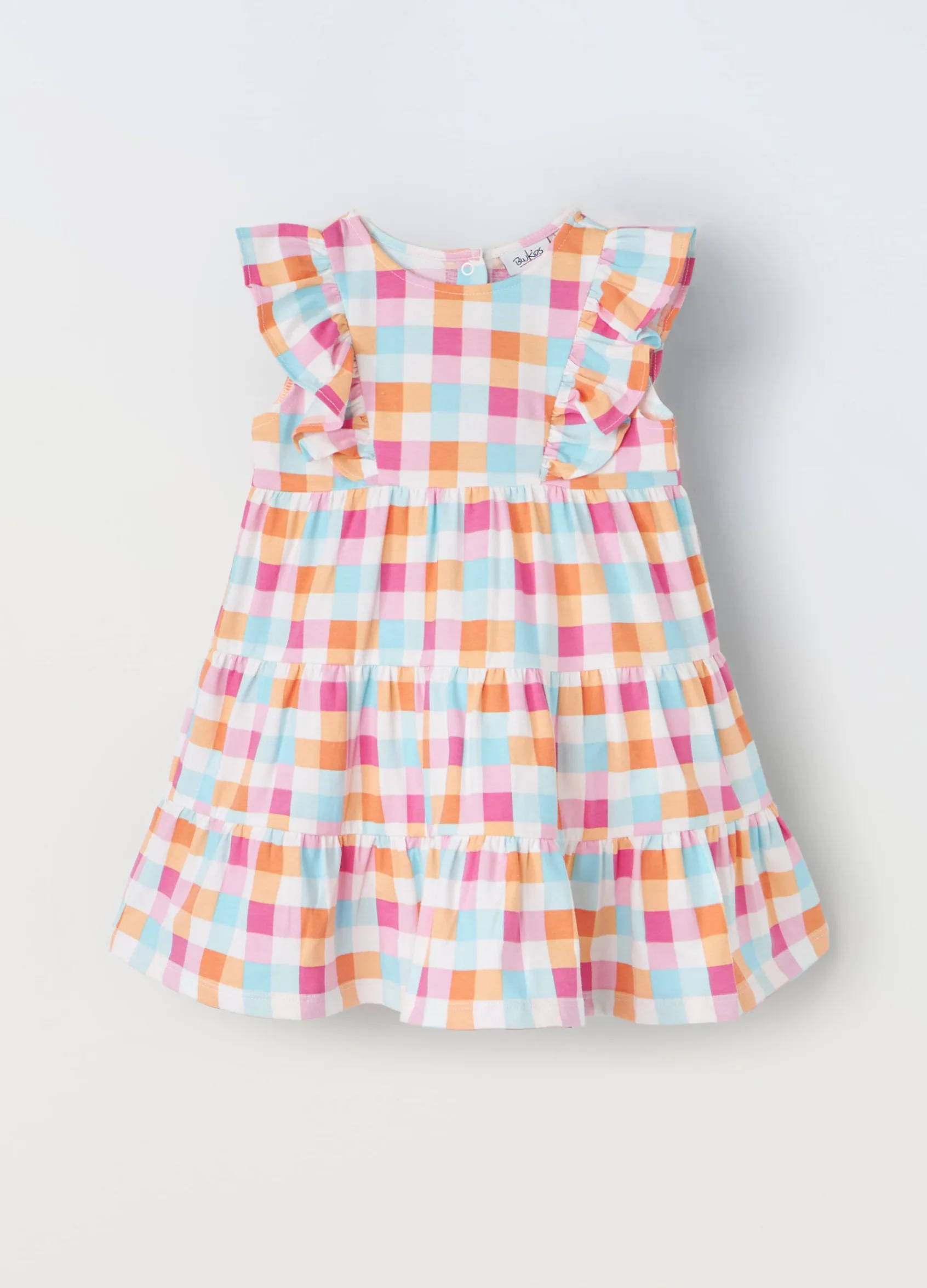 Blukids Vestito a balze in cotone stretch neonata- Vestitini