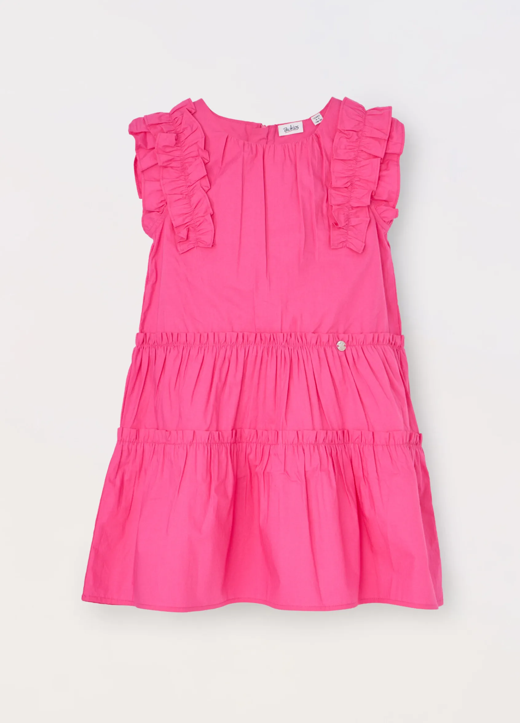 Blukids Vestito a balze in popeline di puro cotone bambina- Vestiti