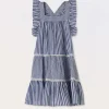 Blukids Vestito in cotone seersucker stretch bambina- Vestiti