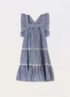 Blukids Vestito in cotone seersucker stretch bambina- Vestiti