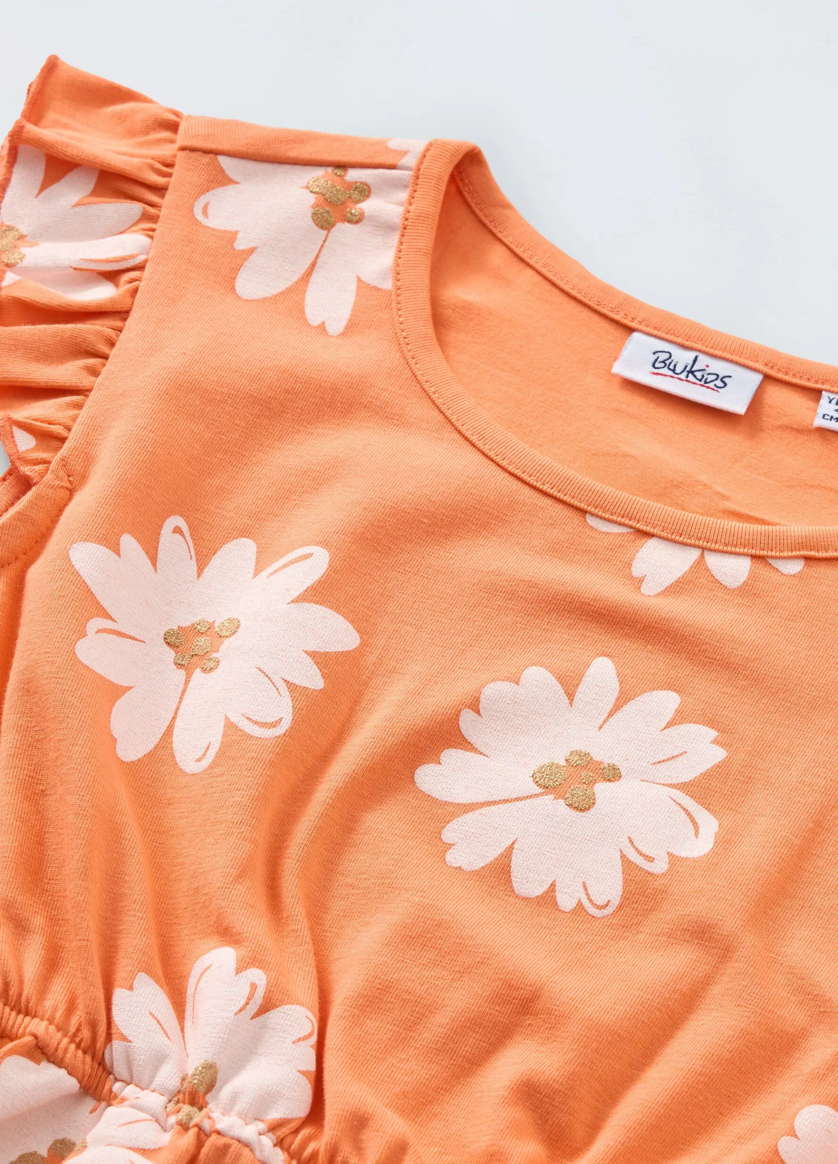 Blukids Vestito in cotone stretch a fiori bambina- Vestiti