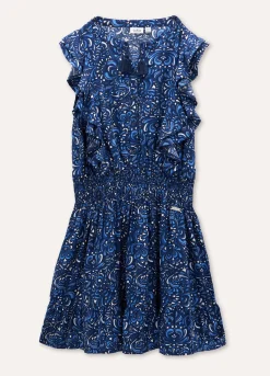 Blukids Vestito in pura viscosa con stampa ragazza- Vestiti
