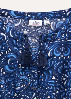 Blukids Vestito in pura viscosa con stampa ragazza- Vestiti