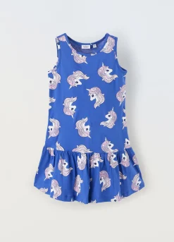 Blukids Vestito in puro cotone con stampa bambina- Vestiti