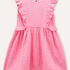Blukids Vestito in puro cotone con rouches bambina- Vestiti