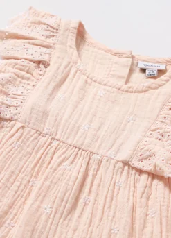 Blukids Vestito in puro cotone con ricami neonata- Vestitini