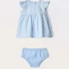 Blukids Vestito in puro cotone sangallo con shorts neonata- Vestitini