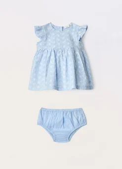 Blukids Vestito in puro cotone sangallo con shorts neonata- Vestitini