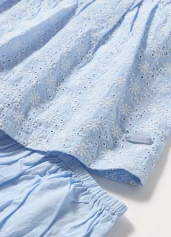 Blukids Vestito in puro cotone sangallo con shorts neonata- Vestitini